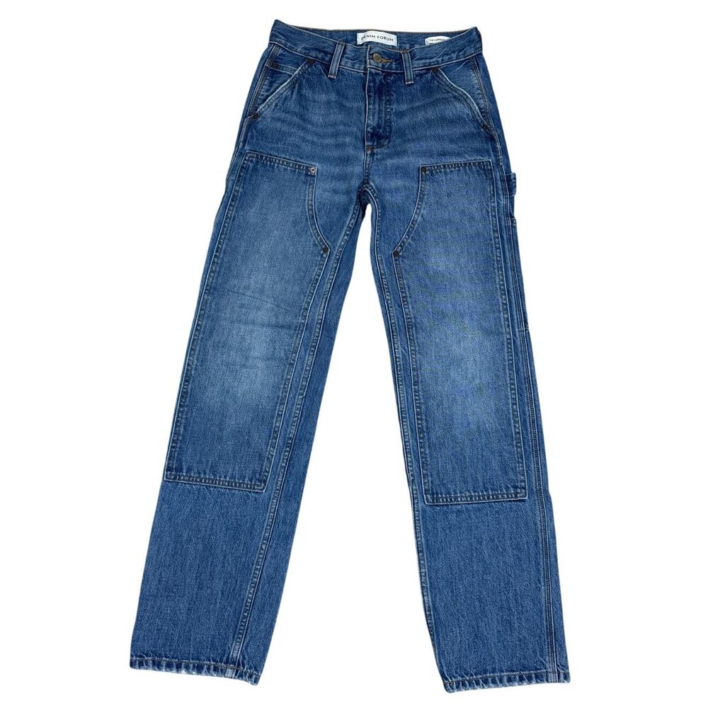 Denim Forum The Carpenter Lo-Rise Loose Womens Size 23 Blue Denim Double Knee